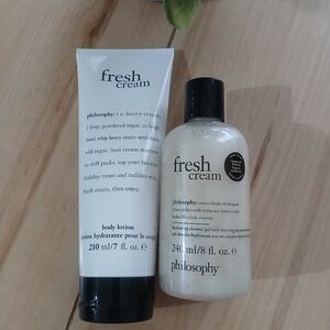 Philosophy Fresh Cream Body Lotion and Shower Gel Set ~ Luxurious! Brand New